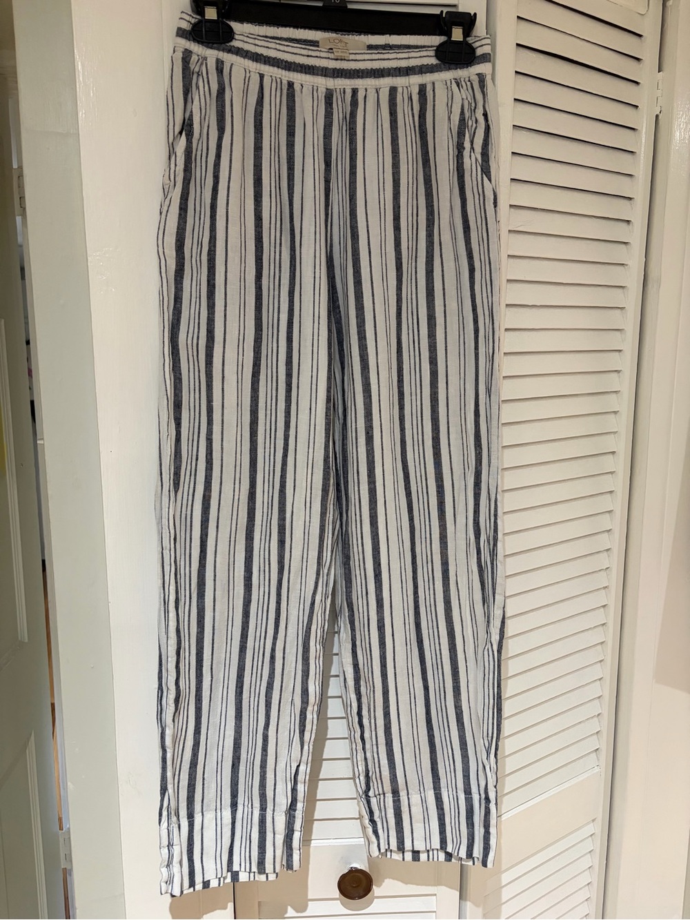 LOFT Petite Women's Striped Linen Casual Pants